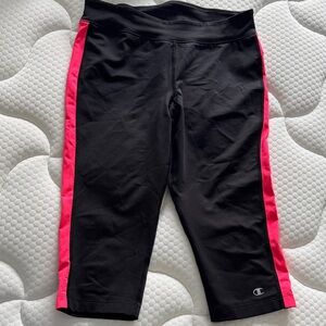 Champion Black Leggings with Pink Stripes